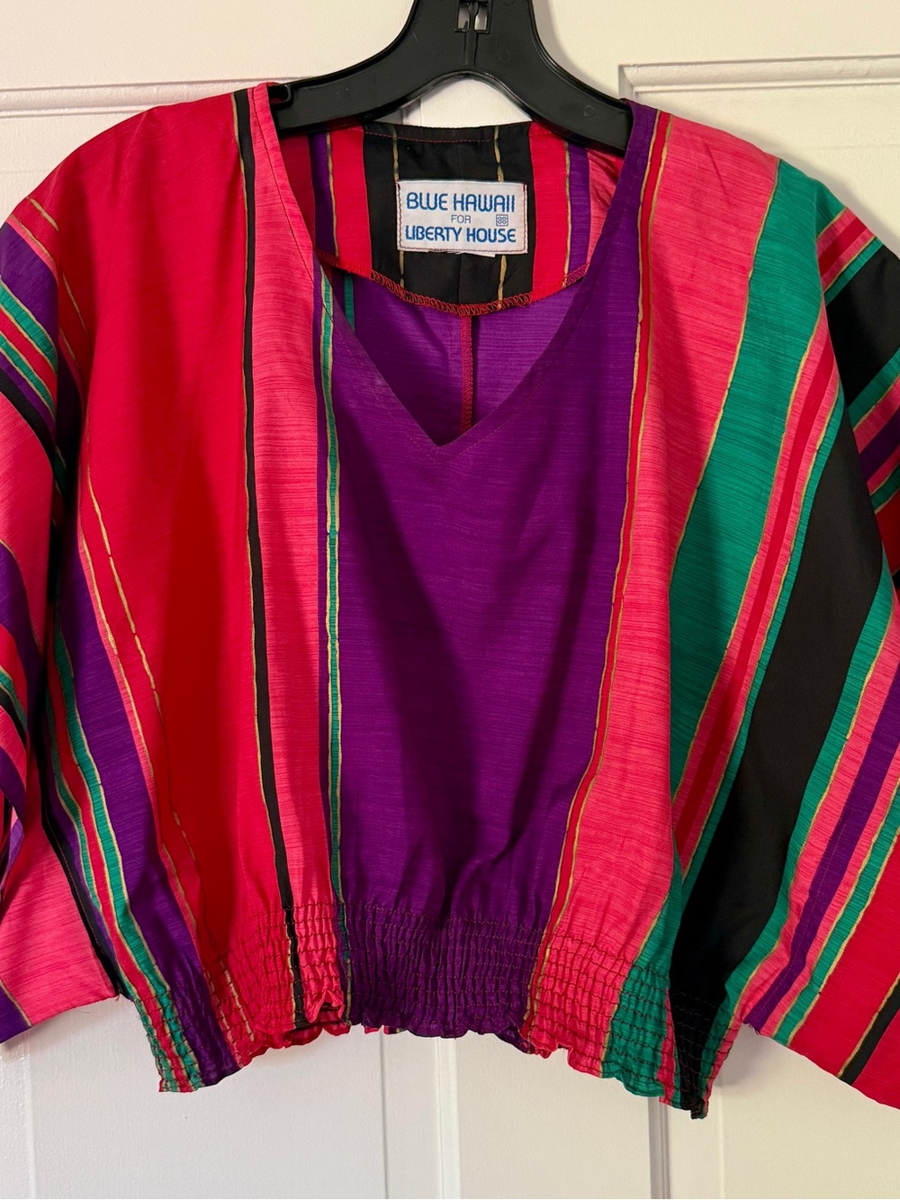 Blue Hawaii for Liberty House striped batwing top- 70’s Boho Blouse